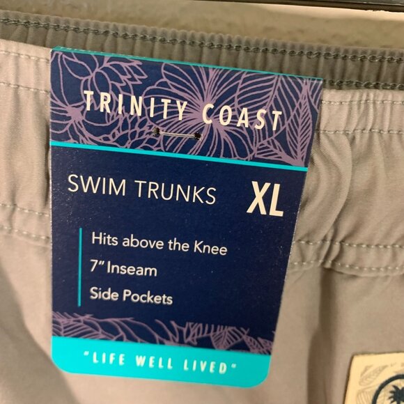 Trinity Coast XL Swim Trunks Gray/Black With Drawstring & Pockets - Picture 3 of 9